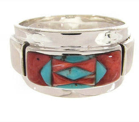 Red Oyster Shell Turquoise Silver Ring Size 8-1/2 Jewelry XS58022